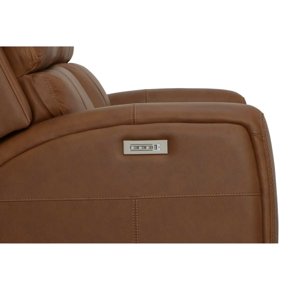 Linden Power Reclining Loveseat with Power Headrests & Lumbar - Leather 946-72