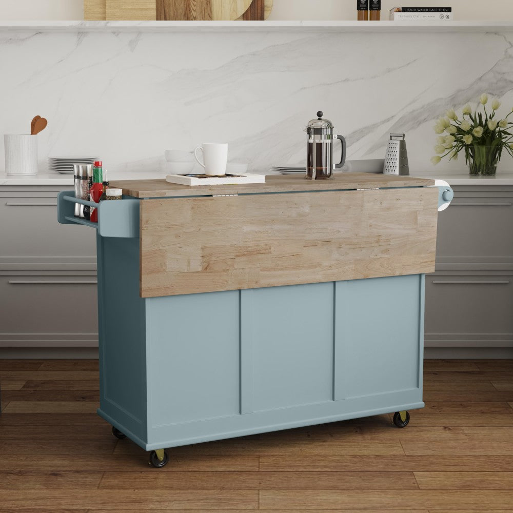 Dolly Madison Drop Leaf Kitchen Cart - Blue - 5000003834
