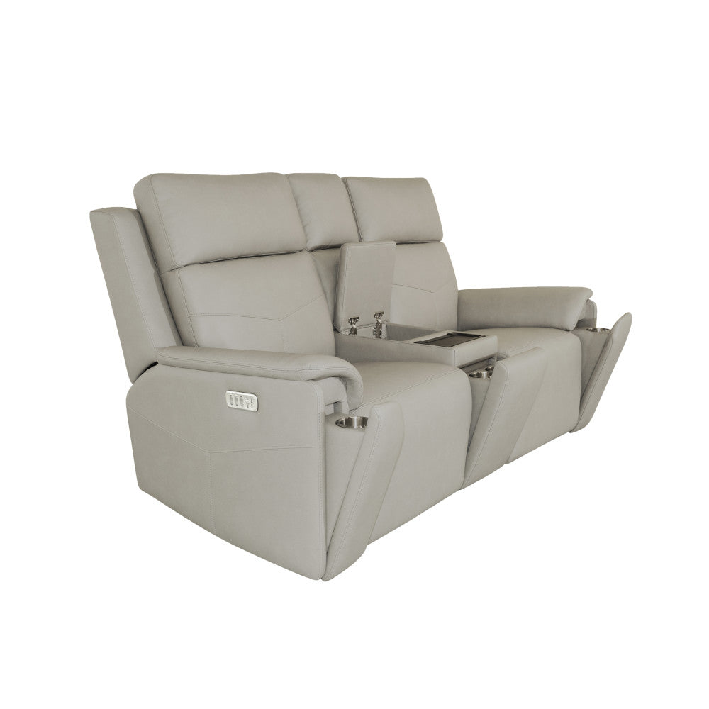 Vernon Power Reclining Loveseat with Console, Power Headrests, Lumbar, Heat & Massage - Sand