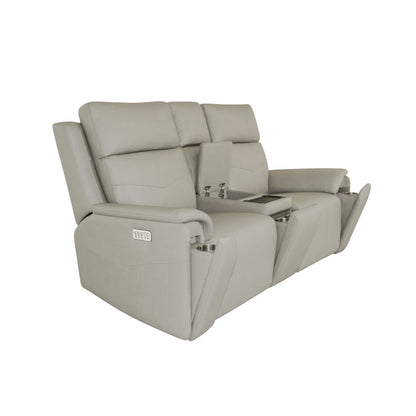 Vernon Power Reclining Loveseat with Console, Power Headrests, Lumbar, Heat & Massage - Sand
