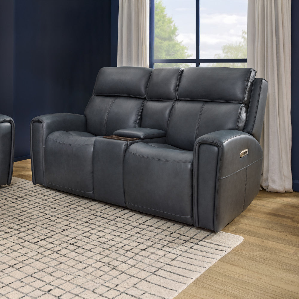 Warren Power Reclining Loveseat with Console, Power Headrest & Lumbar - Default Title