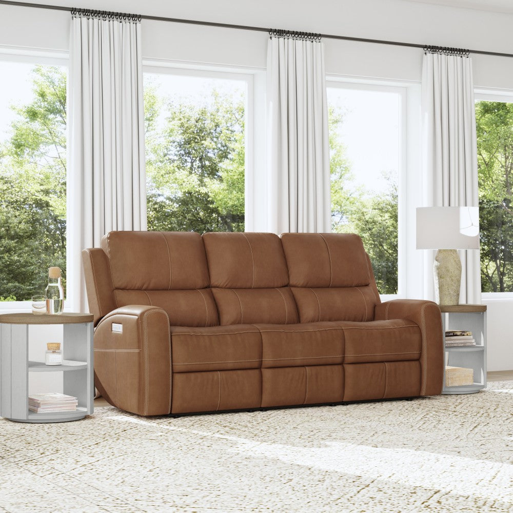 Linden Power Reclining Sofa with Power Headrests & Lumbar - Leather 946-72