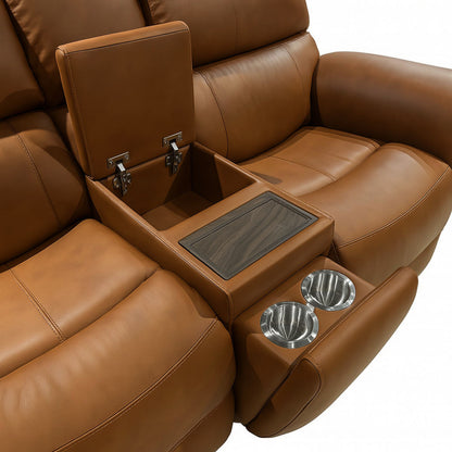 Henry Power Reclining Loveseat with Console & Power Headrests & Lumbar - Leather 946-72