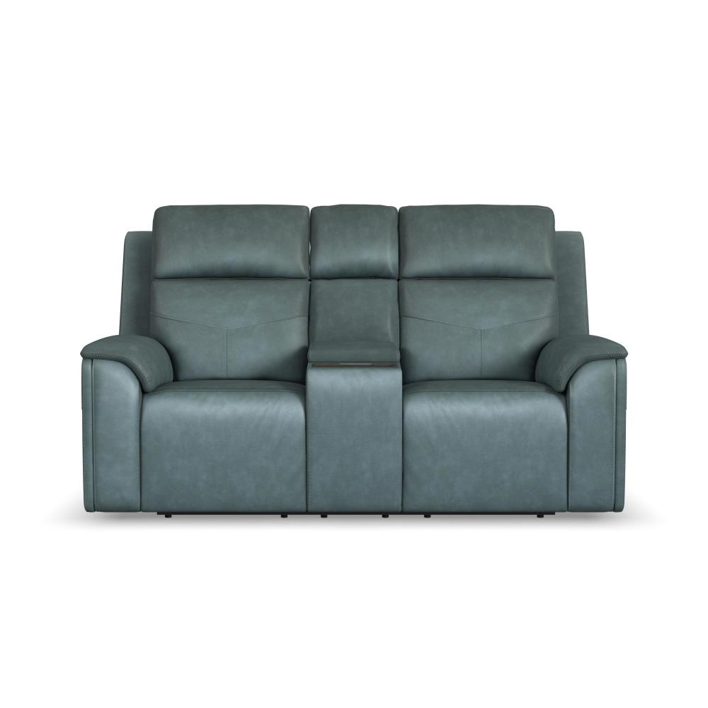 Vernon Power Reclining Loveseat with Console, Power Headrests, Lumbar, Heat & Massage - Green