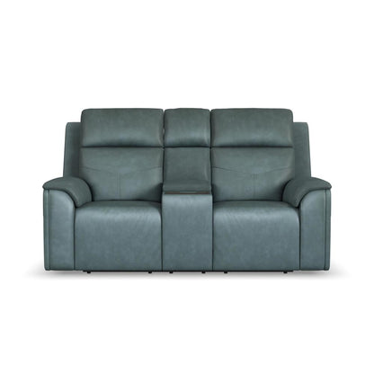 Vernon Power Reclining Loveseat with Console, Power Headrests, Lumbar, Heat & Massage - Green