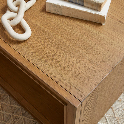 Waterfall Rectangular Coffee Table with Casters - Brown