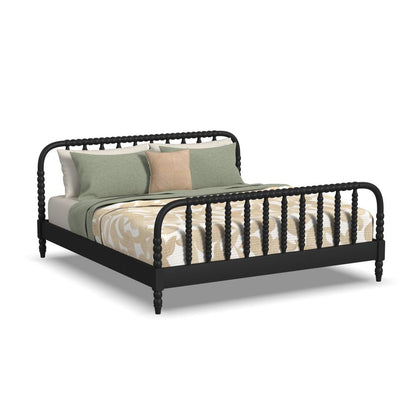 Spindle King Bed and Two Nightstands - Black