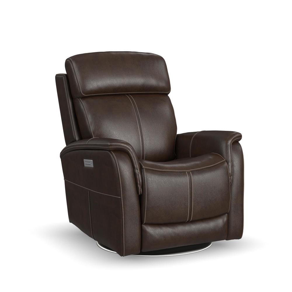 View Power Swivel Recliner with Power Headrest - Leather 050-70