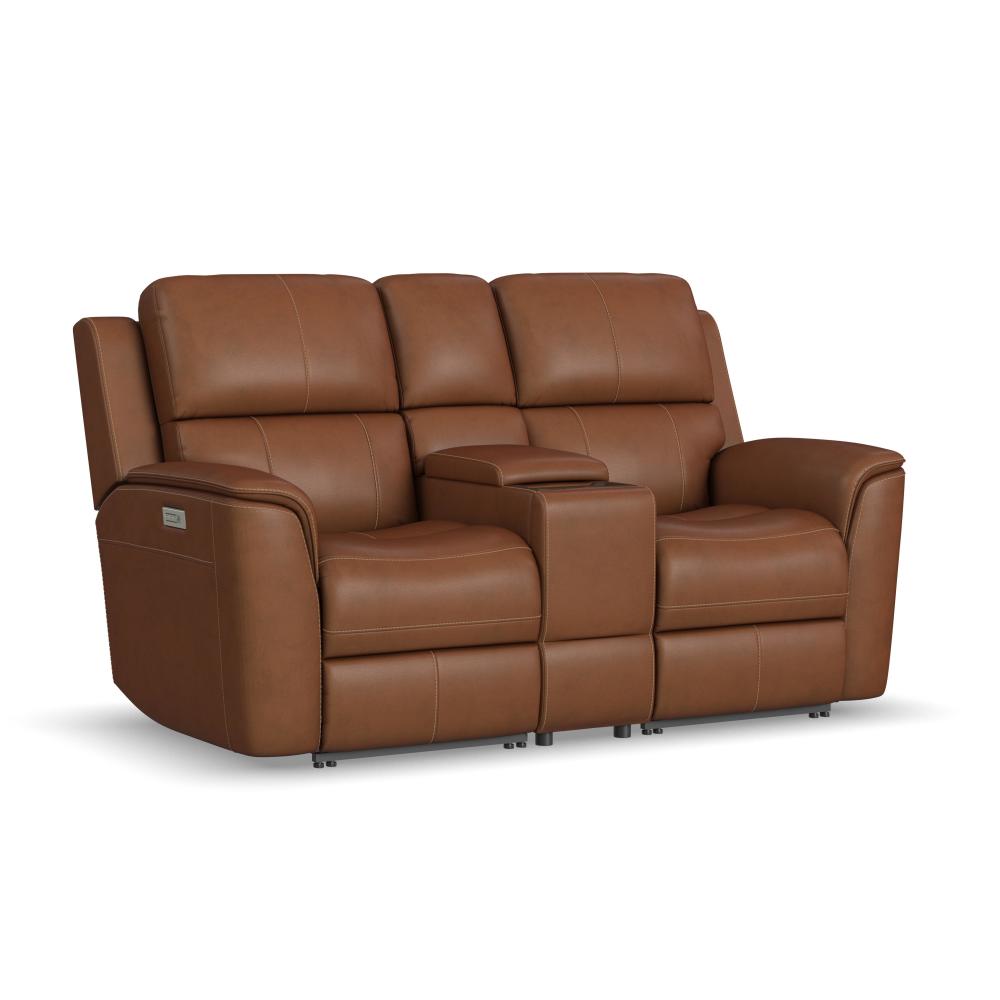 Henry Power Reclining Loveseat with Console & Power Headrests & Lumbar - Leather 946-72