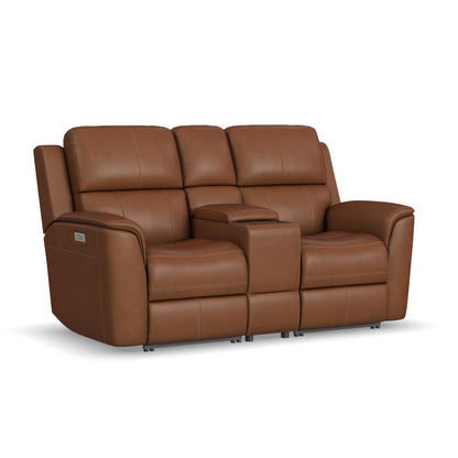 Henry Power Reclining Loveseat with Console & Power Headrests & Lumbar - Leather 946-72