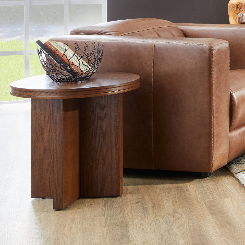 Waterfall Round End Table - Brown - 5000007786