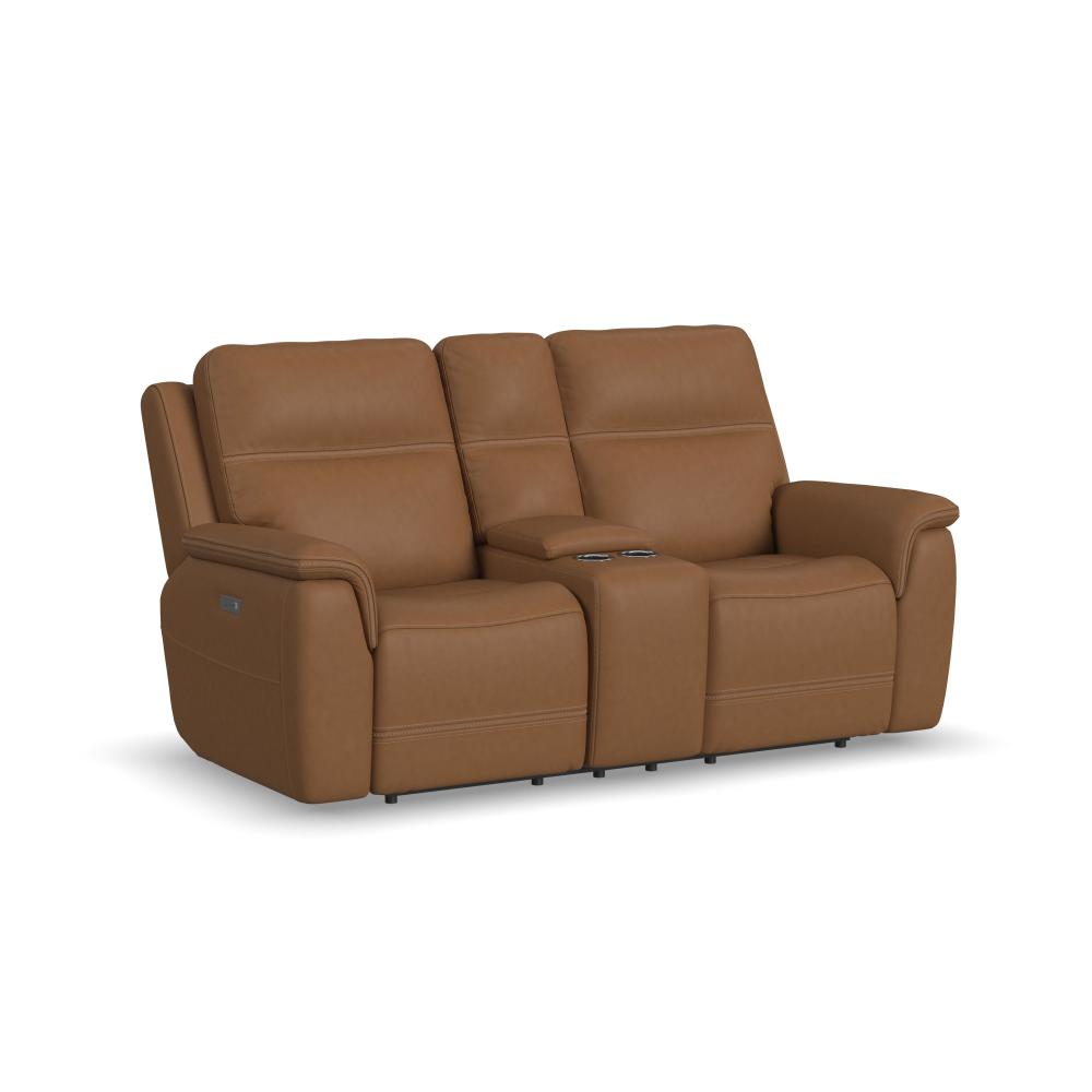 Sawyer Pwr Recl Loveseat w/ Console, Pwr Hdrsts, Lumbar - Leather 727-73