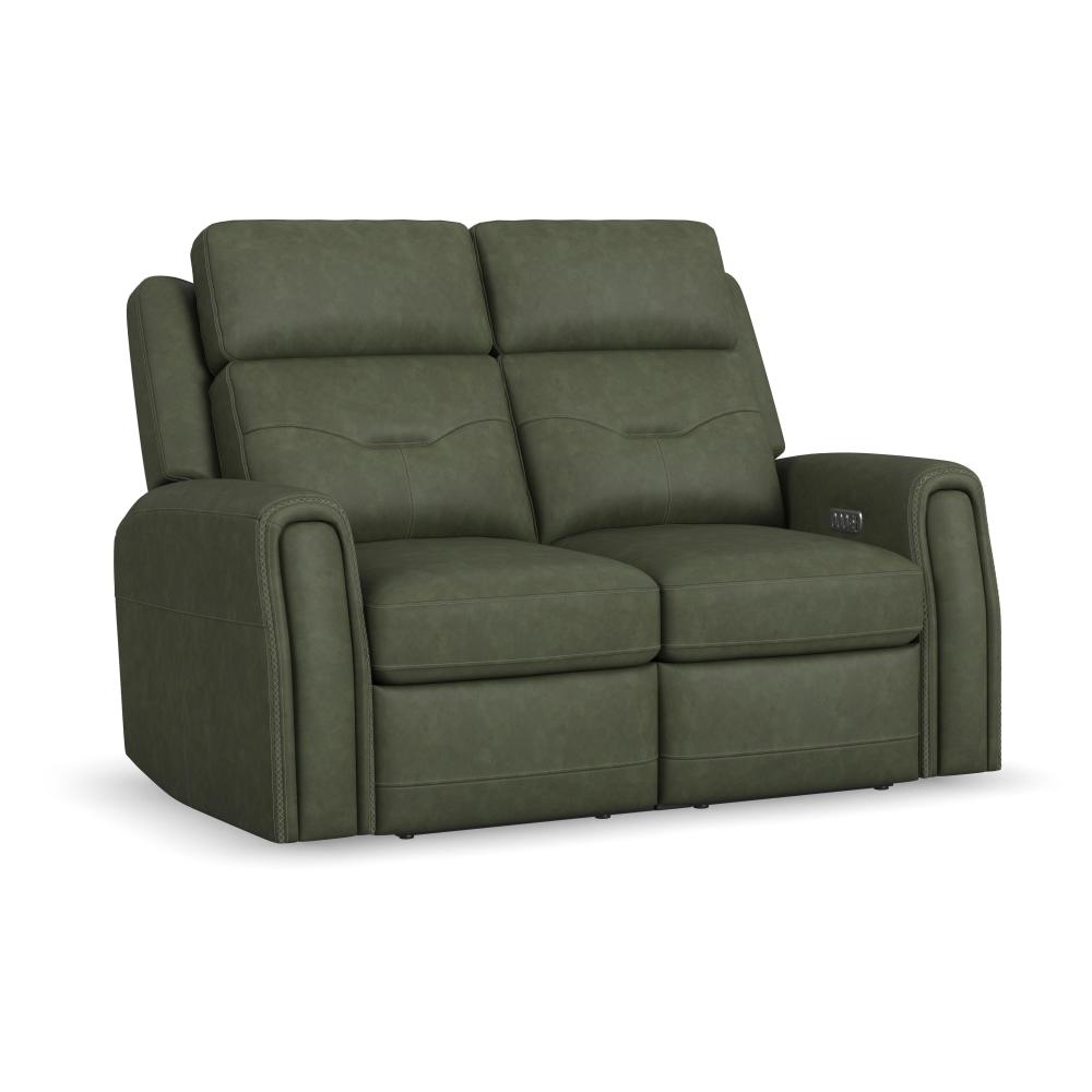 Felix Power Reclining Loveseat with Power Headrest, Lumbar, Heat & Massage - Leather 408-21