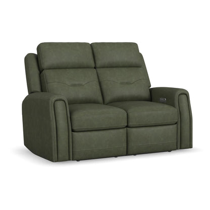 Felix Power Reclining Loveseat with Power Headrest, Lumbar, Heat & Massage - Leather 408-21