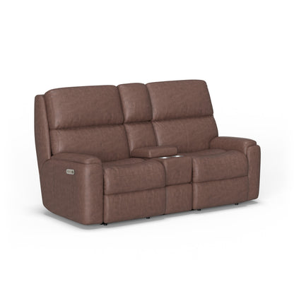 Rio Power Reclining Loveseat with Console & Power Headrests - Leather 665-70