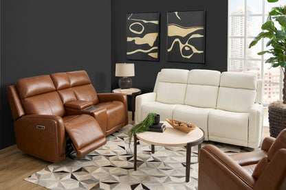 Alister Power Gliding Loveseat with Console, Power Headrests & Lumbar - Leather 734-72