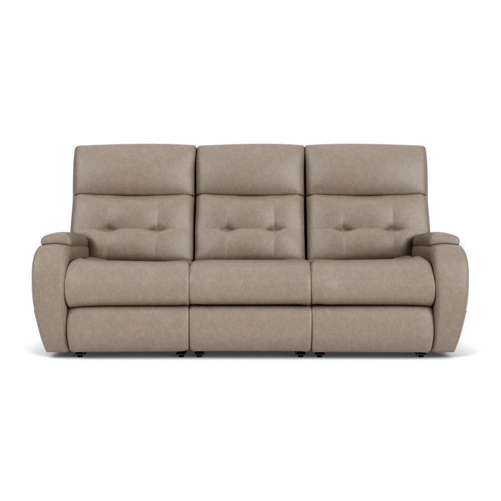 Strait Power Reclining Sofa with Power Headrests - Leather 653-80