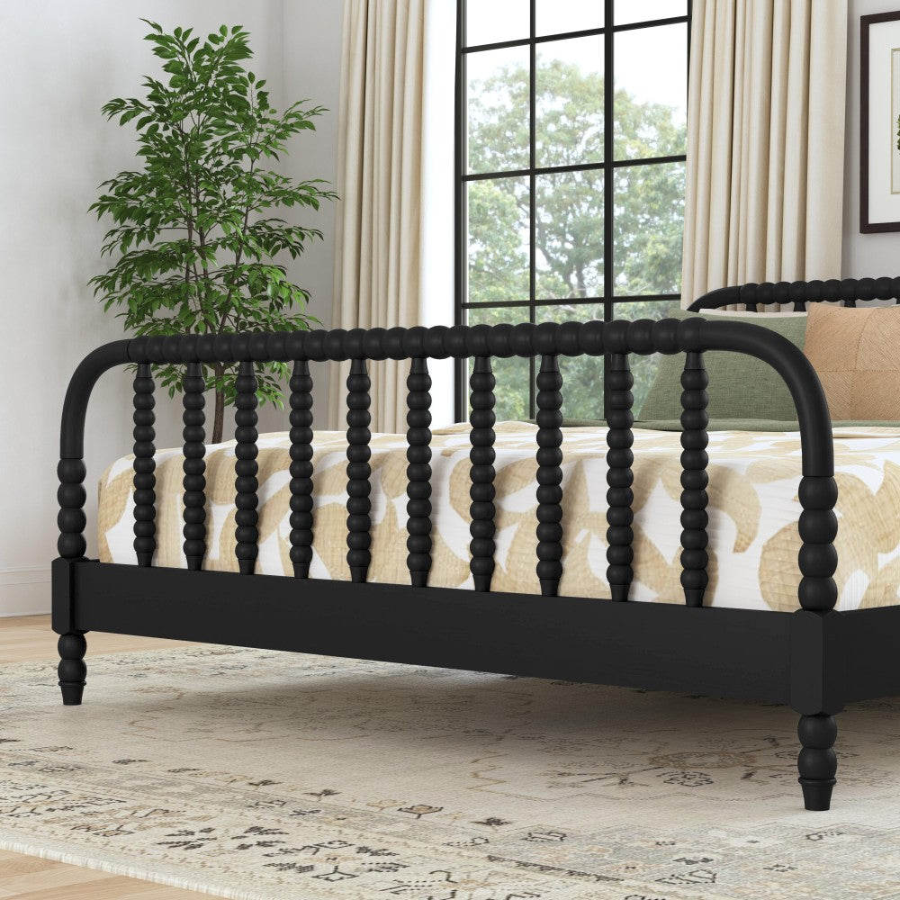 Spindle King Bed and Two Nightstands - Black