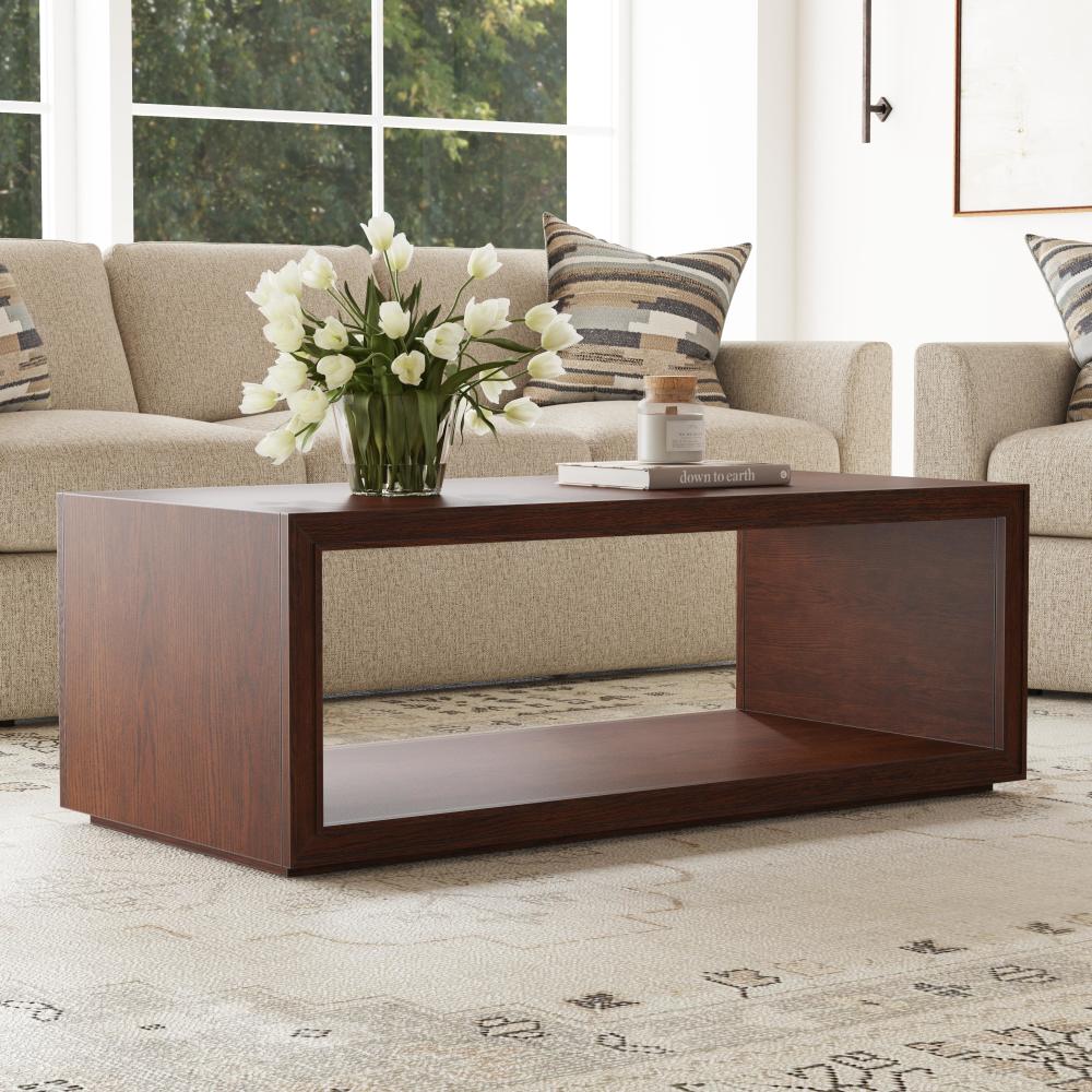 Waterfall Rectangular Coffee Table with Casters - Brown - 5000007677