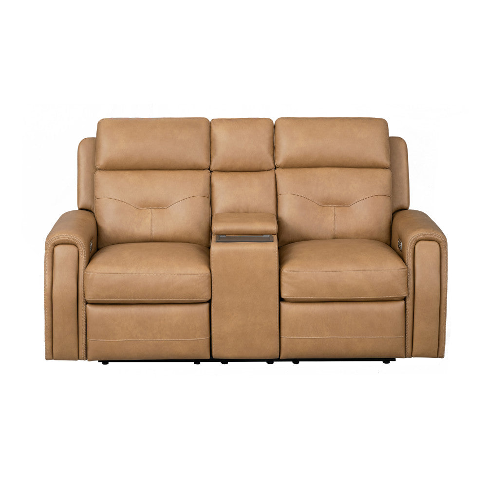 Felix Power Reclining Loveseat with Console, Power Headrest, Lumbar, Heat & Massage - Leather 408-72