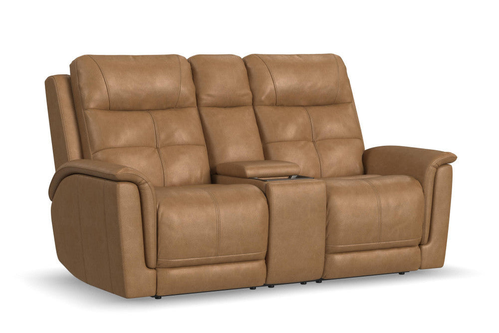Ranger Power Reclining Loveseat with Console, Power Headrest, Lumbar, Heat & Massage - Leather 439-72