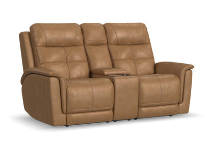 Ranger Power Reclining Loveseat with Console, Power Headrest, Lumbar, Heat & Massage - Leather 439-72