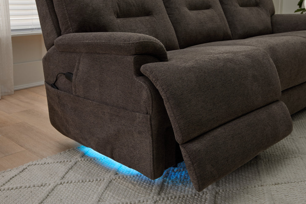 Zecliner Zofa Power Sleep Sofa with Power Headrests & Lumbar - Brown