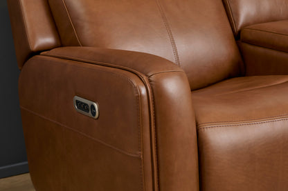 Alister Power Gliding Loveseat with Console, Power Headrests & Lumbar - Leather 734-72