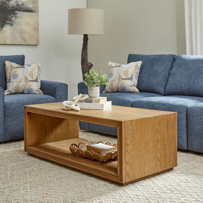 Waterfall Rectangular Coffee Table with Casters - Brown