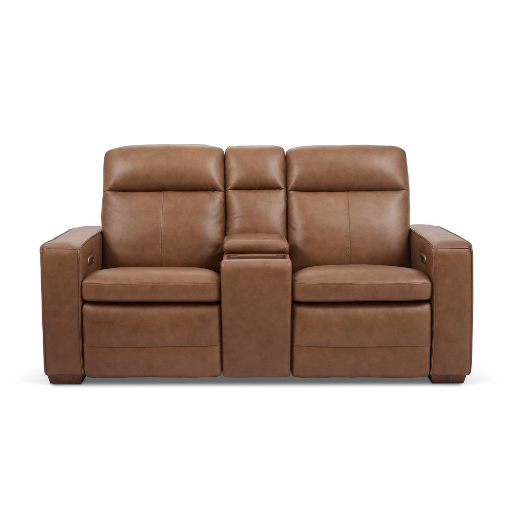 Dutch Power Reclining Loveseat with Console, Power Headrest & Lumbar - Leather 562-80